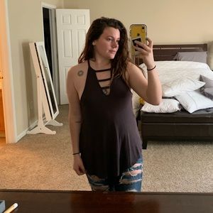 Cutout strappy tank top